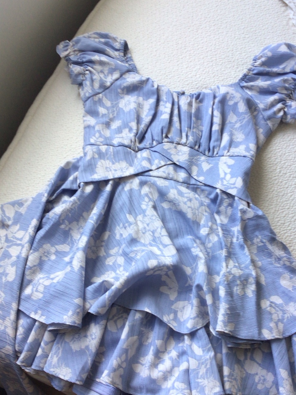 Altar'd State Blue and Cream Floral Tiered Girl's Dress